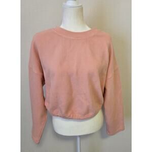 Fabletics ANNA Waffle Knit Sweatshirt tie Back bow Crew Neck Size XS PInk